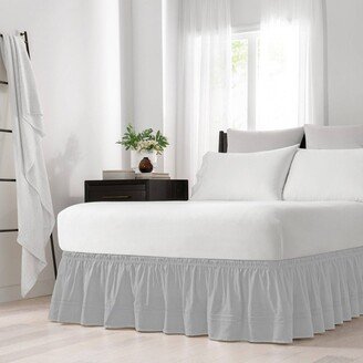 Gray Wrap Around Baratta Stitch Ruffled Bed Skirt (Queen/King) (80 X 60) - EasyFit