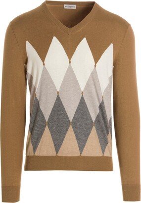 Check Patterned Long-Sleeved Jumper