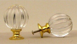 Clear Solid Crystal Pumpkin Knob - 2 1/2 H X 1 3/4 W X 2 1/2 D