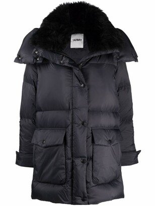 Lambswool-Trim Hooded Down Jacket