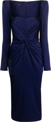 Alden gathered-detail fitted midi dress