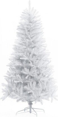 LuxenHome 6.5' Pre-Lit Artificial White Full Christmas Tree