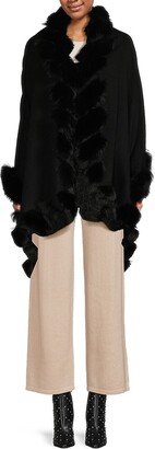 Faux Fur Trim & Wool Lined Ruana