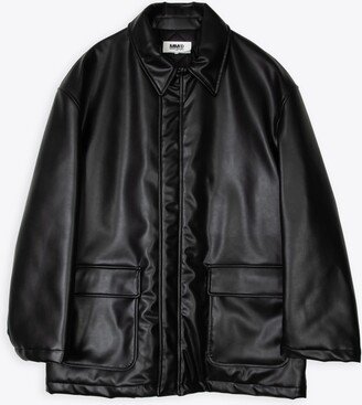 Kaban Black Syntethic Leather Car-coat With Back Logo