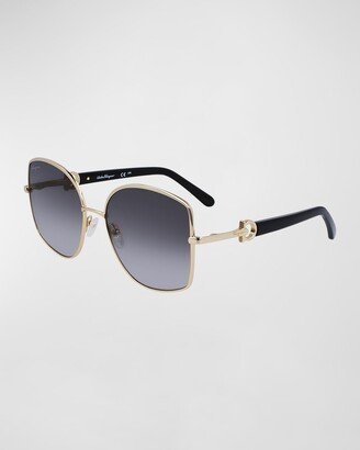 Gancini Acetate & Metal Butterfly Sunglasses