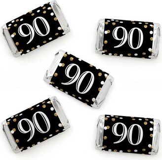 Big Dot Of Happiness Adult 90th Birthday - Gold - Mini Candy Bar Wrapper Stickers Party Favors 40 Ct
