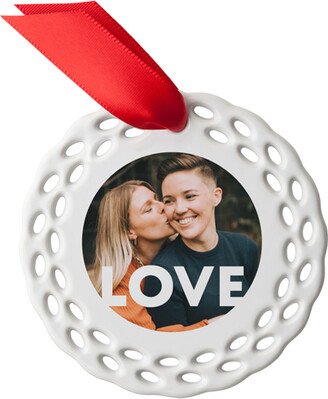 Ornaments: Bold Love Ceramic Ornament, White, Circle