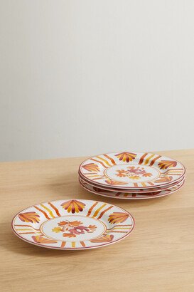 Cabana - Blossom Set Of Four Painted Ceramic Dinner Plates - Multi