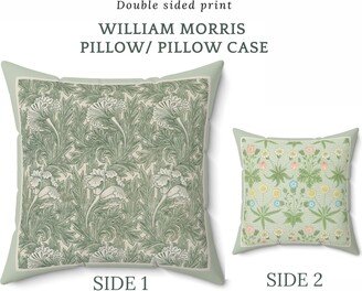 Green Tulip William Morris Pillow, Pillow Case, Daisy Pillow Cover, Pattern Vintage Home Decor