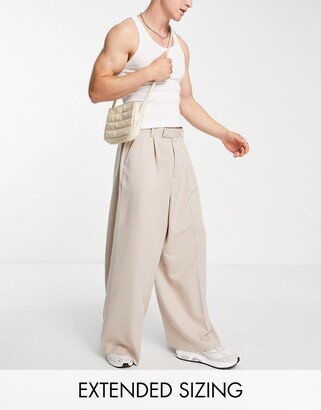 extreme wide leg dressy pants in stone