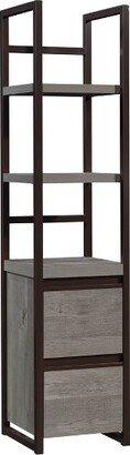 72.047 Manhattan Gate Narrow 2 Shelf Storage Tower Bookcase Mystic Oak