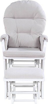 Mason Glider & Ottoman - White/Woven Gray