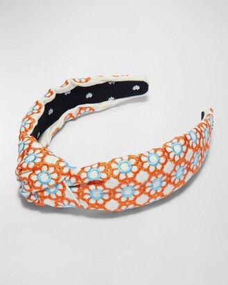 Marigold Orange & Blue Knotted Headband