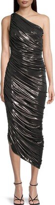 Diana Metallic Ruched One-Shoulder Gown