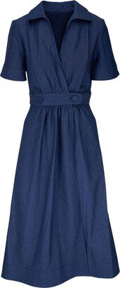 Wrap Cotton-Blend Midi Dress