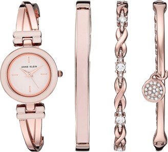 Women's Bangle Watch and Premium Crystal Accented Bracelet Set