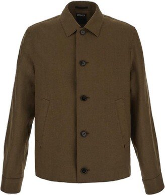 Collared Button-Up Jacket-AA