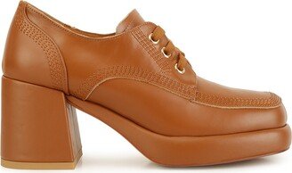 Rag & Co. Zaila Leather Block Heel Oxfords In Tan