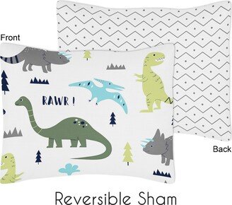 Standard Pillow Sham for the Blue and Green Mod Dinosaur Collection by Multi