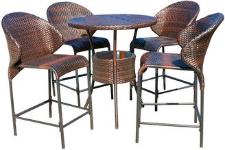 Multibrown Wicker Outdoor Bistro Bar Set with Ice Pail by N/A
