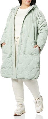 Women's Water Repellent Recycled Polyester Mid-Length Quilted Hooded Coat (Available in Plus Size) (Previously Amazon Aware)-AC