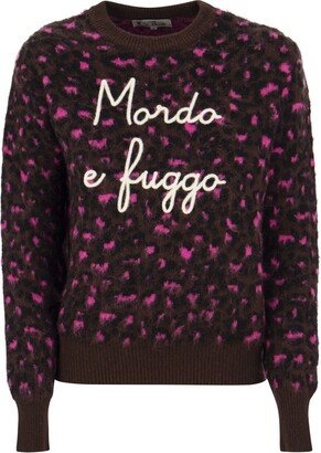 Slogan Embroidered Crewneck Jumper