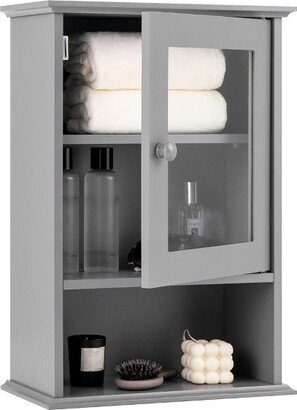 Tangkula Wall Mounted Bathroom Cabinet Storage Organize Hanging Medicine Adjustable Shelf