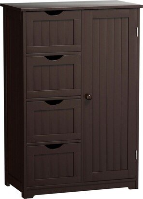 Wooden 4 Drawer Free Standing Bathroom Floor Cabinet Adjustable - See Details