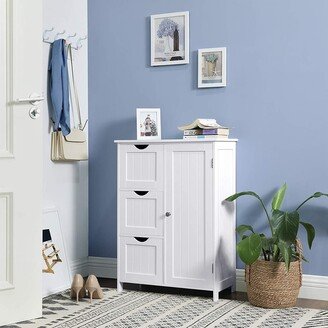 Nestfair White Bathroom Storage Cabinet with 3 Large Drawers and 1 Adjustable Shelf