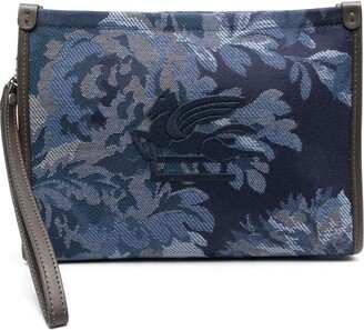 Floral-Jacquard Canvas Clutch Bag