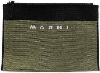 Logo-Jacquard Clutch Bag