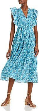 Tasha Floral Print Flutter Midi Dress