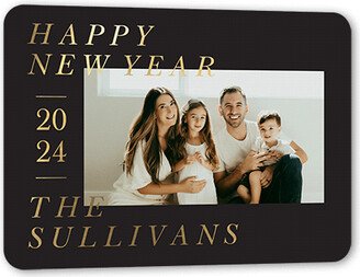 New Year's Cards: Editable Foil Type New Year's Card, Black, Gold Foil, 5X7, New Year, Matte, Personalized Foil Cardstock, Rounded