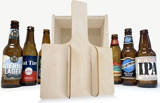 Beer Caddy Cap Holder Combo, Six Pack Bottle Collector Gift Box, Custom Engraved Wood For Him, Personalized Christmas Present