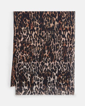 Anita Oblong Leopard Print Scarf - Animal Brown