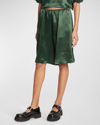 Pull-On Satin Bermuda Shorts