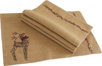 Rustic Reindeer Jute Placemats - Set of 4, 20 x 13