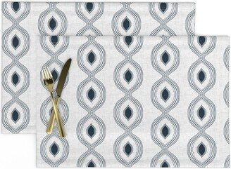 Modern Ogee Placemats | Set Of 2 - Mod Farmhouse By Scarlet Soleil Gray Abstract Faux Woven Look Cloth Spoonflower