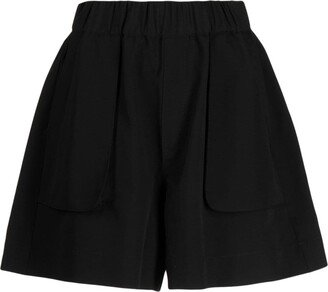 High-Waisted Elasticated-Waistband Shorts