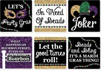 Big Dot Of Happiness Mardi Gras - Funny Masquerade Party Decorations - Drink Coasters - Set of 6