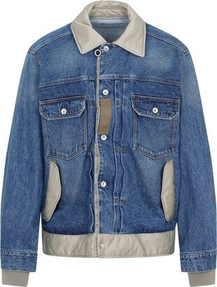 Collared Button-Up Denim Jacket-AF