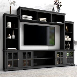 HOMEBAY Minimalist Entertainment Wall Unit with Bridge for TV Up to 65 Inches