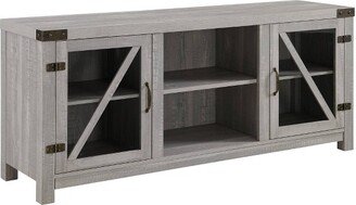 Clarabelle Farmhouse Glass Barn Door TV Stand for TVs up to 65 Stone Gray - Saracina Home