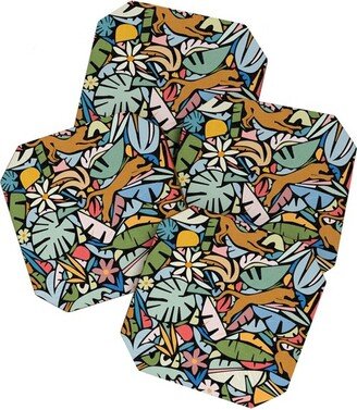 evamatise Joyful Jungle Maximalist Mode Set of 4 Coasters