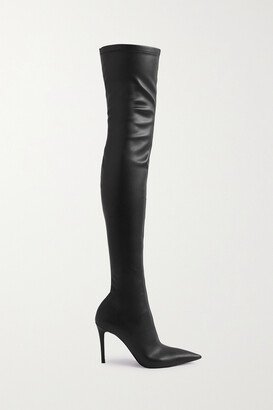 Net Sustain Iconic Faux Leather Thigh Boots - Black