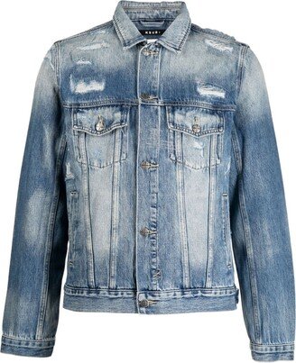 Distressed-Effect Denim Jacket-AE