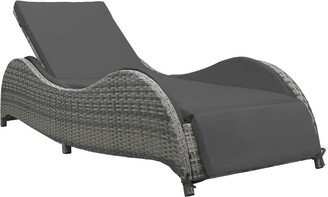 Sun Lounger with Cushion Poly Rattan Anthracite-AA