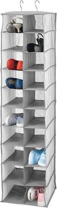 mDesign Aldo Large 20 Shelf Fabric Over Rod Closet Hanging Storage Unit - Gray