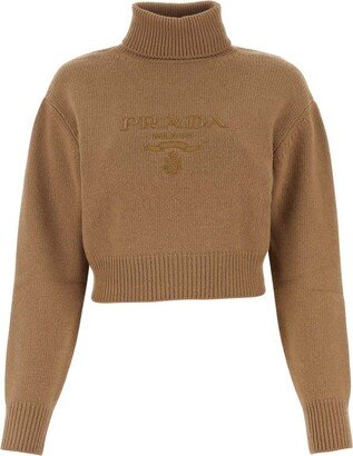 Logo Embroidered Turtleneck Sweater