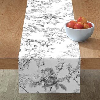 Table Runners: English Rose - Black And White Table Runner, 72X16, White